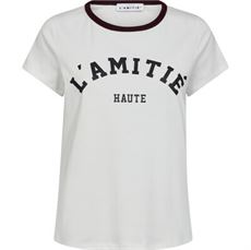 HAUTE L`AMITIÉ T-SHIRT, NECKLINE LOGO, OFF WHITE